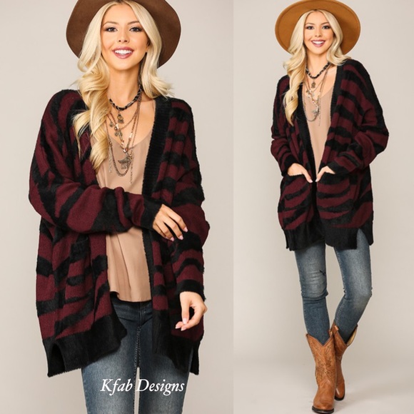 ❤️LAST 2! Super Soft Zebra Pattern Slouchy Cardigan w/Pockets! - Picture 2 of 8